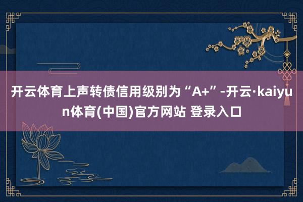 开云体育上声转债信用级别为“A+”-开云·kaiyun体育(中国)官方网站 登录入口